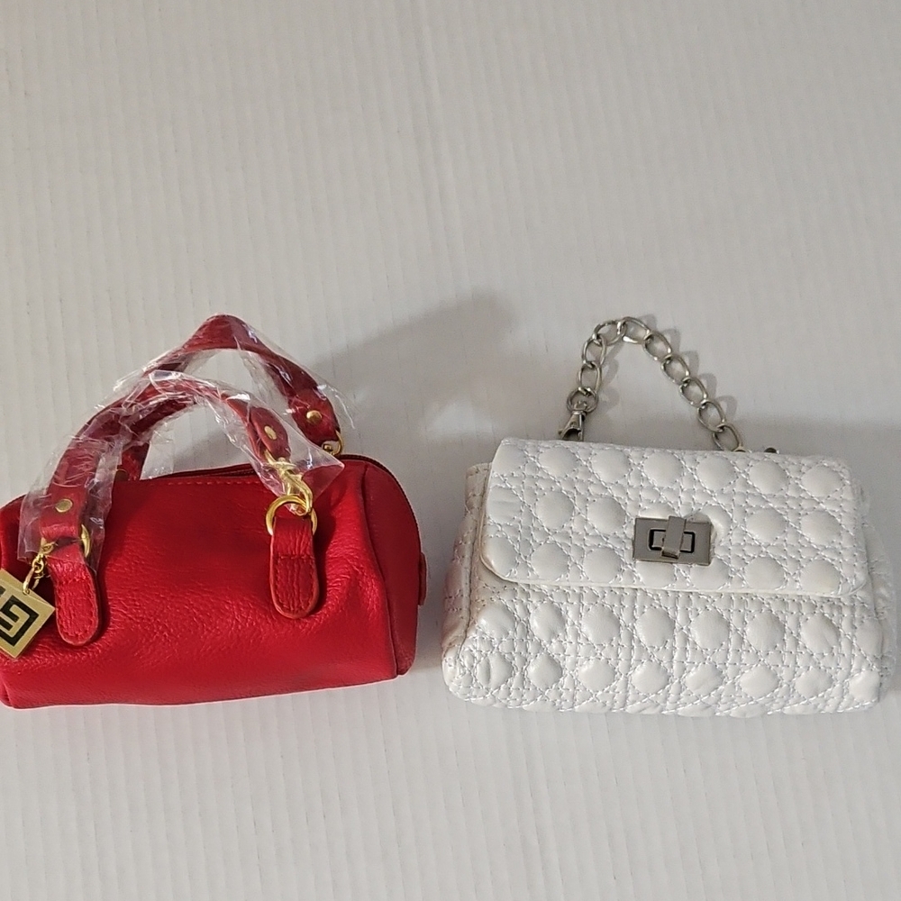 Red and White Women's Handbag Charms Set